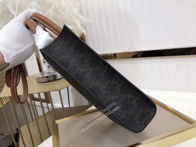 Celine專櫃2022春夏新色MiNi號豎款手袋 賽琳CABAS TRIOMPHE帆布迷你手提托特包 sldj2360